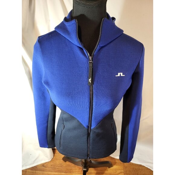 J Lindeberg Size XS Blue & Black Crystal Ski Hood Full Zip - Picture 1 of 5